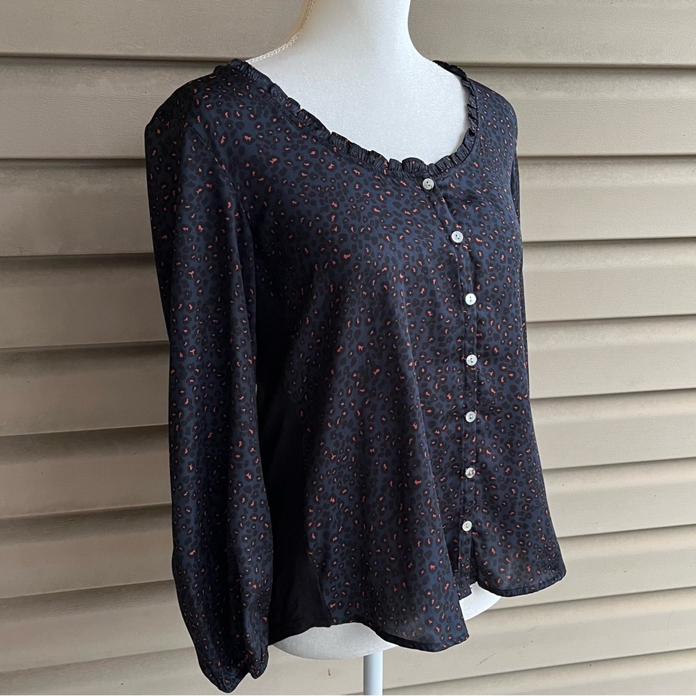 •Anthropologie Dolan• Marilyn Leopard Print Long Sleeve Blouse - Size Small - Picture 5 of 10